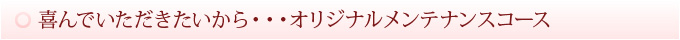 喜んでいただきたいから・・・オリジナルメンテナンスコース