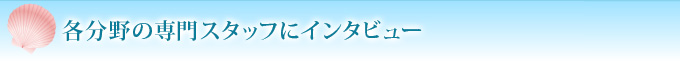 各分野の専門スタッフにインタビュー